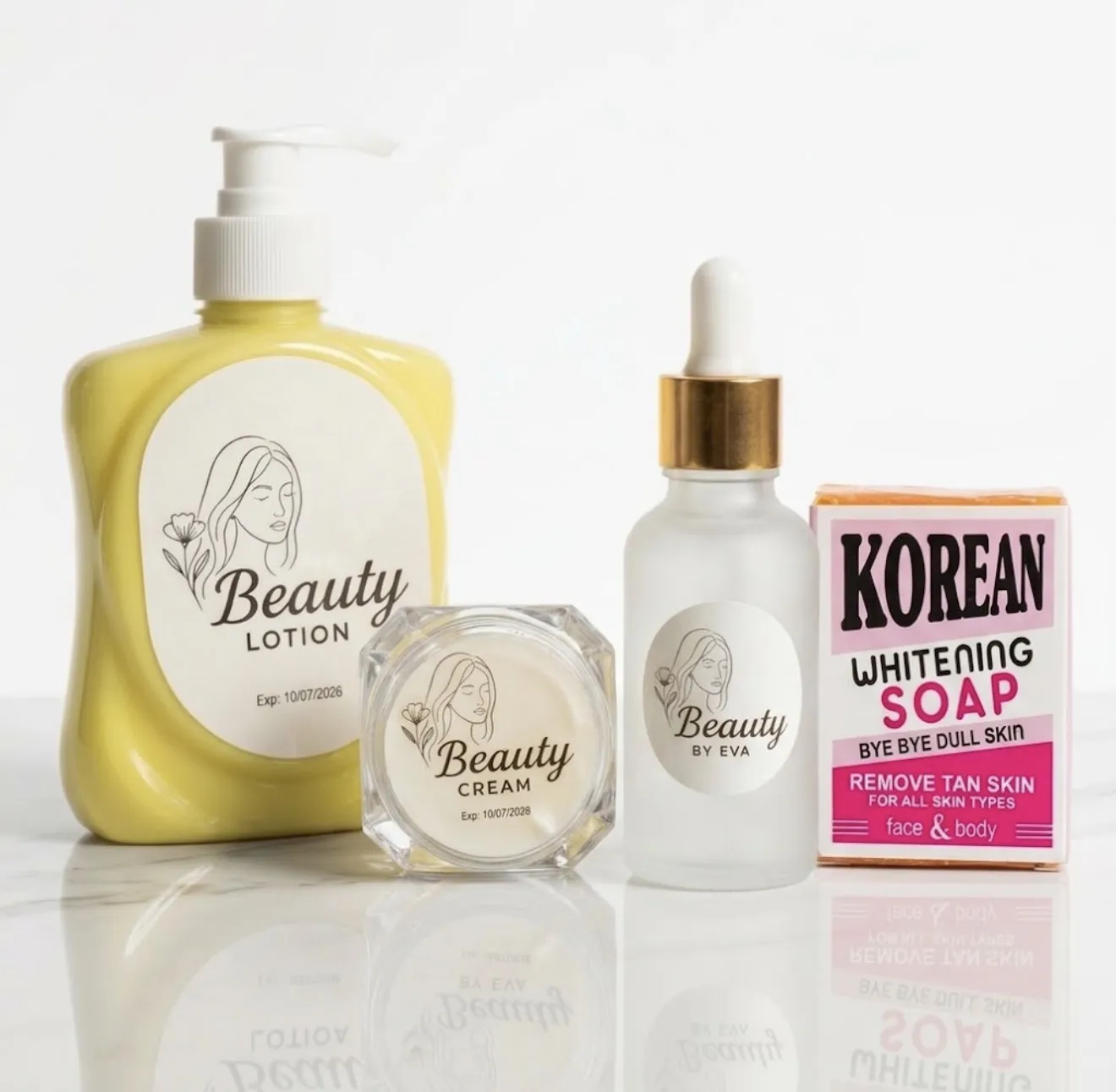 Whitening Body Lotion + Night Cream + Serum + Korean Soap